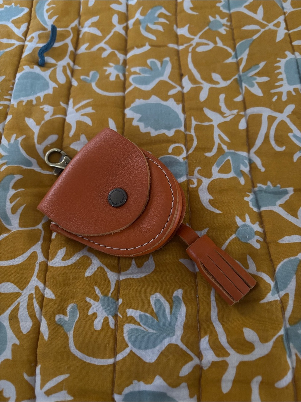 Portland Leather Goods Nimbus Pouch Clementine Orange Key Coin Purse Tassel